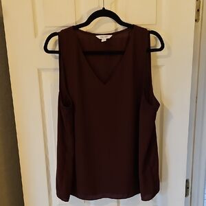 Nine West Women's Sleeveless V-Neck Blouse - Rich Burgundy